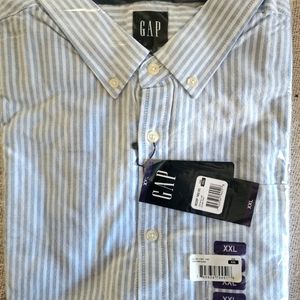 GAP Blue Stripe Long-sleeve Button-down Oxford Shirt